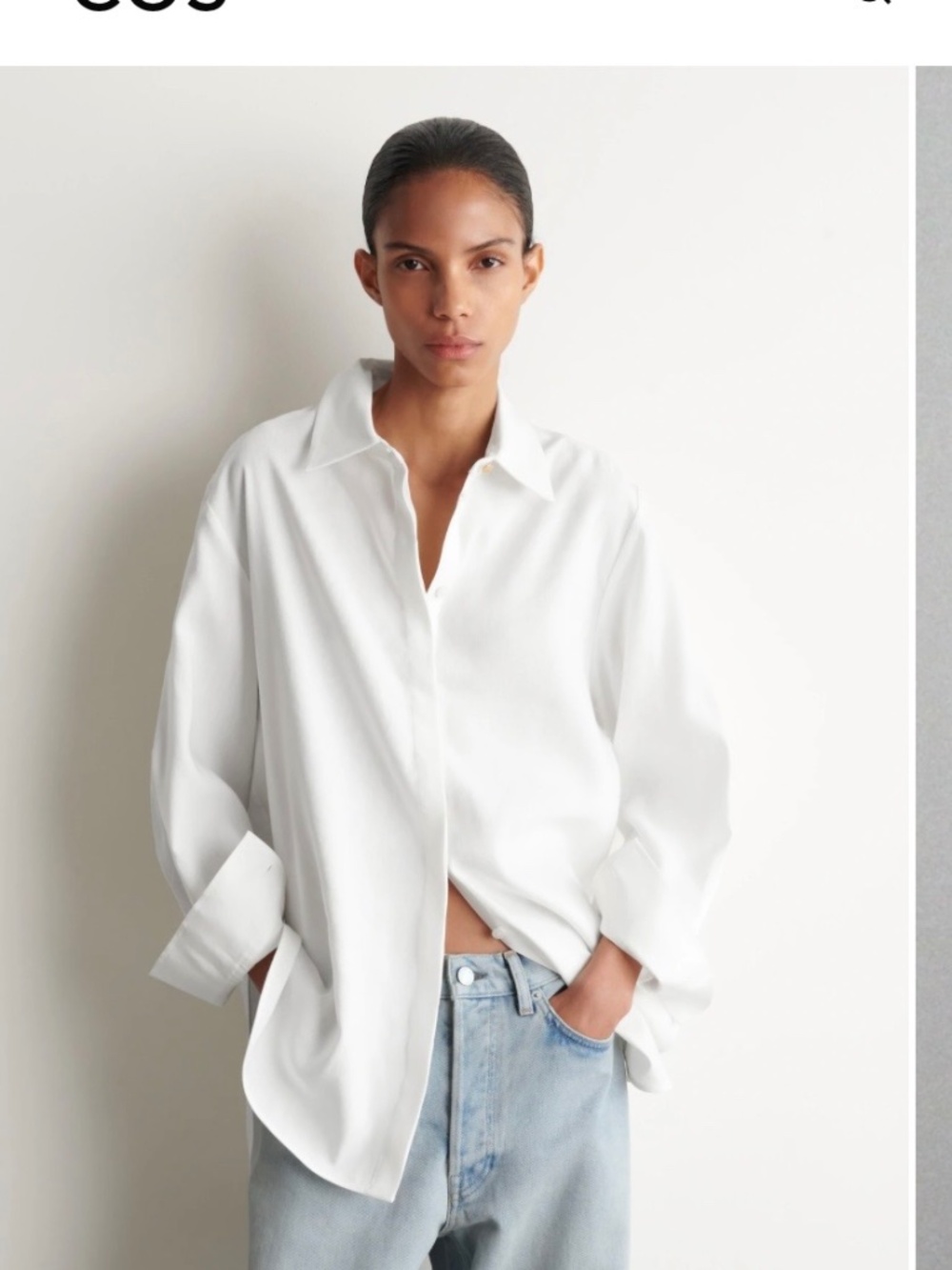 COS White Cotton Oversized Shirt Size 2